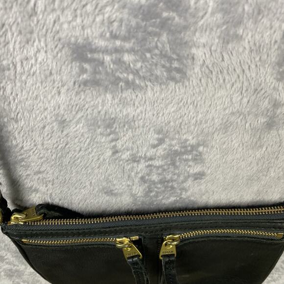 FOSSIL Black Leather Small Satchel‎ Crossbody Shoulder Messenger Bag Purse - Picture 4 of 10